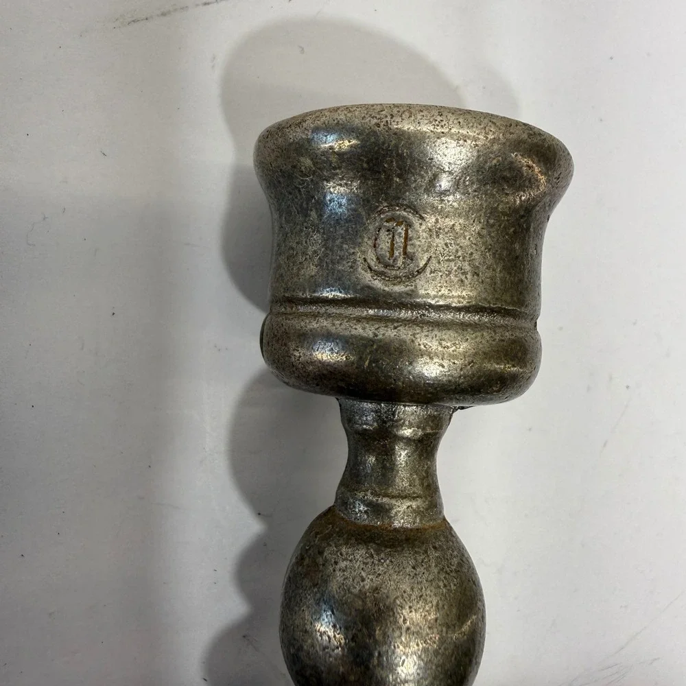 Vintage Metal Candlestick Holders Pair Octagonal Base Pewter Tone Rustic Decor